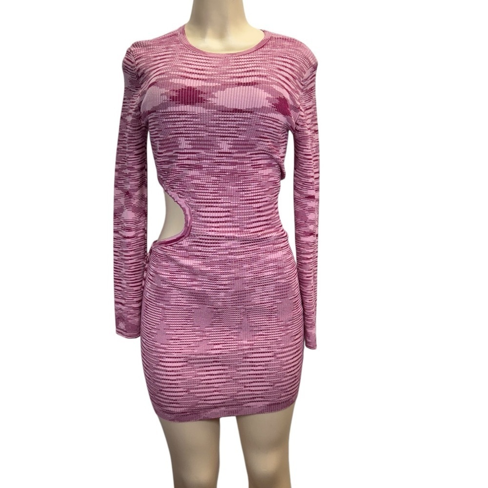 COTTON CANDY LA.   Pink Ribbed Ruched Bodycon Mini Dress - Picture 2 of 6